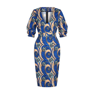 Sexy V Neck Traditional Dress Women African Dashiki Print Bodycon Dress Women African Clothes Party African Dresses for Women