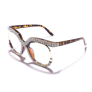 Retro Square Optical Glasses Frames Men Women Crystal Luxury Glasses Clear Lens Eyeglasses Frame Diamond Eyewear Prescription