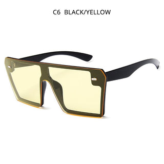 Oversized Square Sunglasses Women Men Luxury Big One Piece Lens Shades Flat Top Black Glasses For Ladies UV400