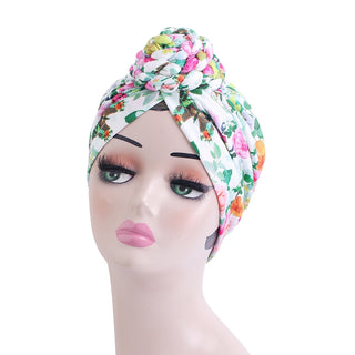 Women Braided Top Knot Turban Scarf Arab Wrap HeadScarf Ready to Wear Hijab Stretchy Muslim Headdress Chemo Cap Bandanas