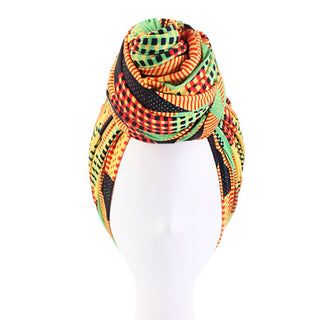 African Printed Turban Big Flower Ankara Dashiki Women Party Wedding Headwear Bandana Muslim Hijab Long Turban Hair Accessories