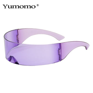 Fashion Siamese Futuristic Wrap Around Costume Sunglasses Luxury Brand Designer Mask Novelty Glasses Purple Blue Goggle