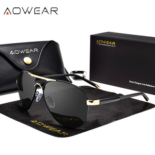 AOWEAR Mens Aviation Sunglasses Men Polarized Mirror Sunglass for Man HD Driving Polaroid Sun Glasses lunettes de soleil homme