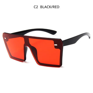 Oversized Square Sunglasses Women Men Luxury Big One Piece Lens Shades Flat Top Black Glasses For Ladies UV400