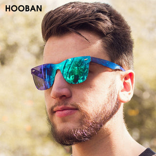 HOOBAN Fashion Rimless Sunglasses Men Vintage Square One-piece Lens Sun Glasses Stylish Brand Woman Sunglass Oculos De Sol