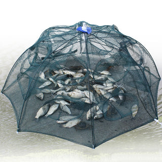 Portable Automatic Folding Umbrella Trap Type Fishing Net Shrimp Cage Crab Fish Trap Cast Net 6/8/10/16/20 Holes