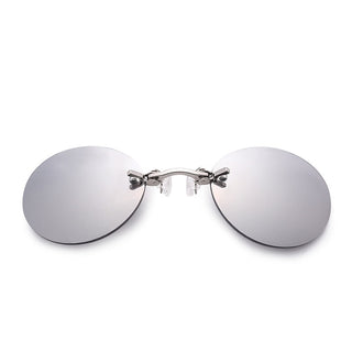 Round Clip-Nose Sunglasses Rimless Punk Clip On Sunglasses Women Men Driving Sunglasses Frameless Coating Eyeglasses UV400