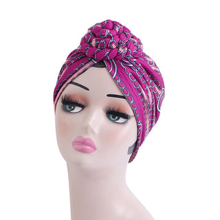 Women Braided Top Knot Turban Scarf Arab Wrap HeadScarf Ready to Wear Hijab Stretchy Muslim Headdress Chemo Cap Bandanas