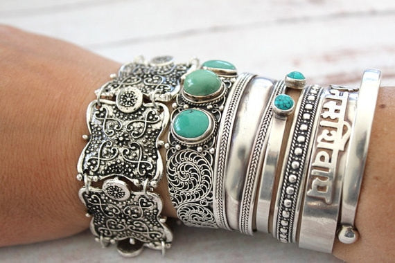 Tribal Ethnic Bohemian Indian Vintage Metal Stone Coin Bracelet Gypsy Boho Bracelet Festival Women Men Turkish African Jewelry