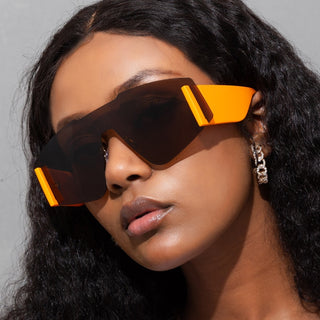 New One-Piece Big Frame Sunglasses Fashion Catwalk Women Goggles Frameless Oversized Driving Sunglasses Uv400