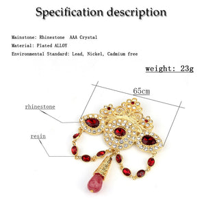 Sunspicems Fashion Bohemia Morocco Crown Brooch For Women Gold Color Crystal Bride Wedding Jewelry Arab Caftan Brooch Pin Bijoux