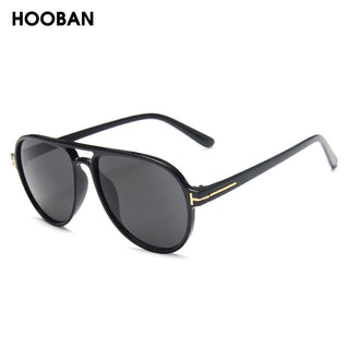 HOOBAN Vintage Pilot Style Sunglasses Men Stylish Brand Design Driving Sun Glasses Male Retro Big Frame Shade Eyeglasses