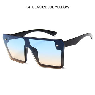 Oversized Square Sunglasses Women Men Luxury Big One Piece Lens Shades Flat Top Black Glasses For Ladies UV400