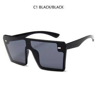 Oversized Square Sunglasses Women Men Luxury Big One Piece Lens Shades Flat Top Black Glasses For Ladies UV400