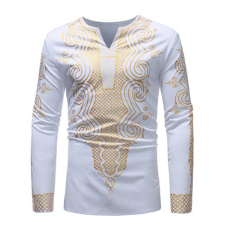 Dashiki Men African Clothes Hipster Slim Fit Long Sleeve V Neck Tee Shirt Homme Hip Hop Streetwear Casual Men Africa Clothing