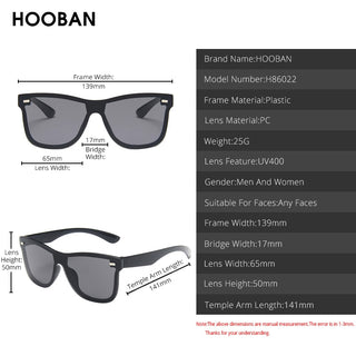 HOOBAN Fashion Rimless Sunglasses Men Vintage Square One-piece Lens Sun Glasses Stylish Brand Woman Sunglass Oculos De Sol