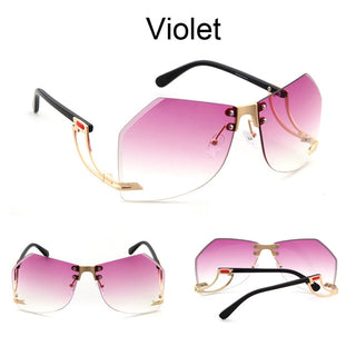 Irregular Rimless Sunglasses Women Brand Designer Alloy Frame Oversize Gradient Sun Glasses Fashion Female Clear Shades