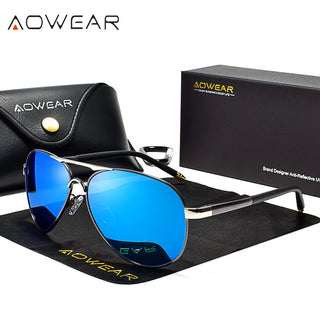 AOWEAR Mens Aviation Sunglasses Men Polarized Mirror Sunglass for Man HD Driving Polaroid Sun Glasses lunettes de soleil homme