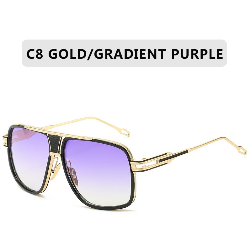 Retro Metal gradient square frame sunglasses Women/Men brand designer vintage Oversized black shades sun glasses Oculos De Sol