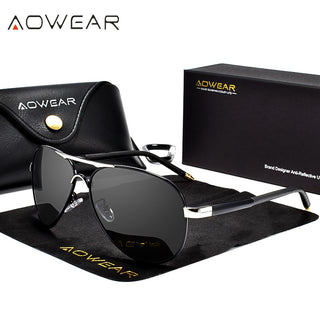 AOWEAR Mens Aviation Sunglasses Men Polarized Mirror Sunglass for Man HD Driving Polaroid Sun Glasses lunettes de soleil homme