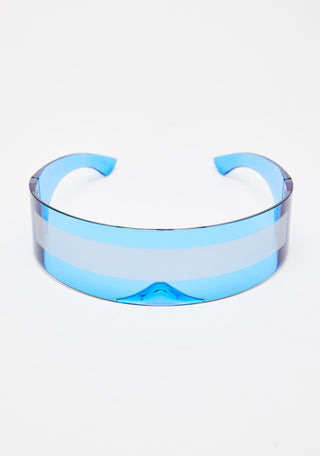 Fashion Siamese Futuristic Wrap Around Costume Sunglasses Luxury Brand Designer Mask Novelty Glasses Purple Blue Goggle