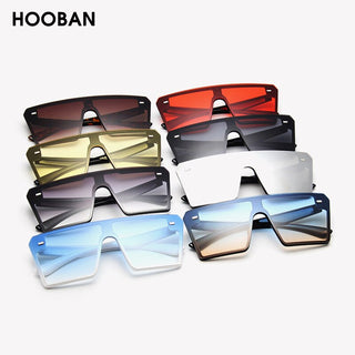 Oversized Square Sunglasses Women Men Luxury Big One Piece Lens Shades Flat Top Black Glasses For Ladies UV400