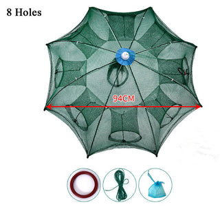 Portable Automatic Folding Umbrella Trap Type Fishing Net Shrimp Cage Crab Fish Trap Cast Net 6/8/10/16/20 Holes