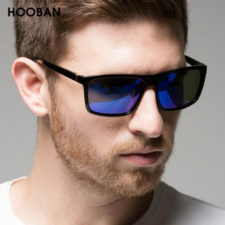 HOOBAN Fashion Square Men Sunglasses Classic Rectangle Big Male Sun Glasses Vintage Mirror Driving Sunglass UV400