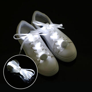 1Pair LED Sport Shoe Laces Luminous Shoelaces Glow Shoe Strings Round Flash Light Shoelaces Batteries