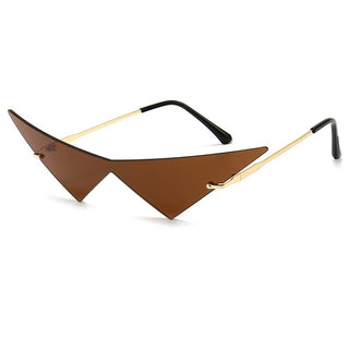 OEC CPO Oversized Cat eye Rimless Sunglasses Women Fashion One Piece Lens Sun Glasses Female Trend Triangle Eyewear Men UV400