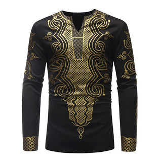 Dashiki Men African Clothes Hipster Slim Fit Long Sleeve V Neck Tee Shirt Homme Hip Hop Streetwear Casual Men Africa Clothing