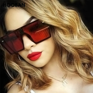 Oversized Square Sunglasses Women Men Luxury Big One Piece Lens Shades Flat Top Black Glasses For Ladies UV400