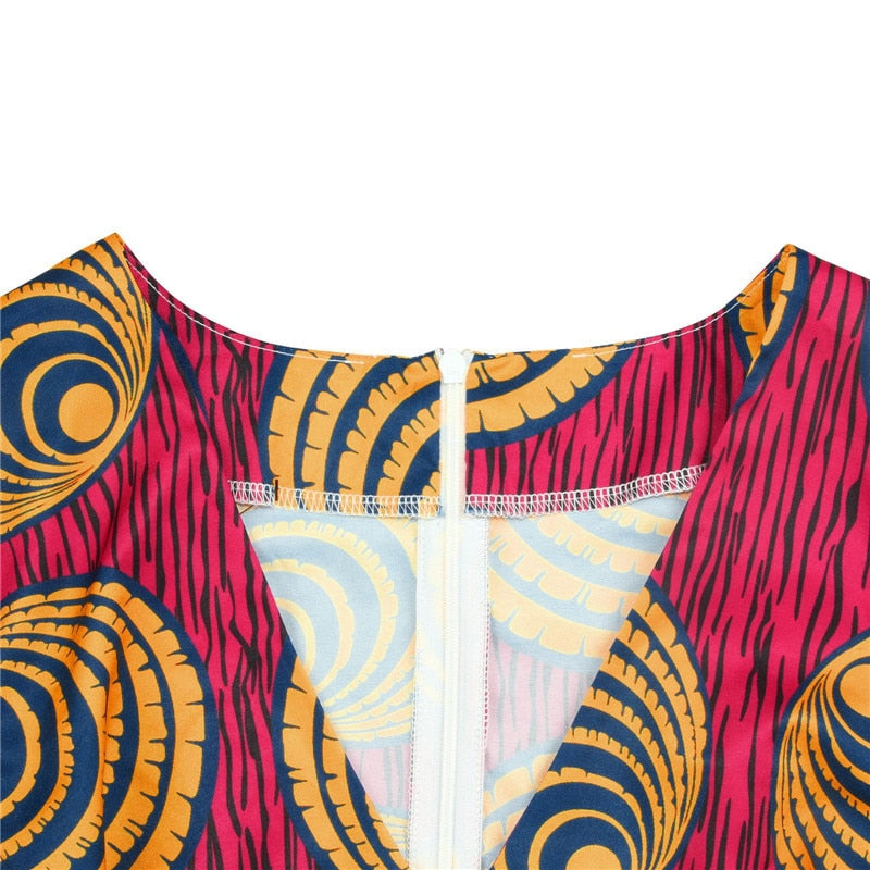 Sexy V Neck Traditional Dress Women African Dashiki Print Bodycon Dress Women African Clothes Party African Dresses for Women