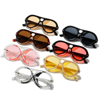 Retro Round Black Yellow Gradient Eyewear New Luxury Brand Punk Sunglasses For Women Vintage Thick Sun Glasses Men Female Shade