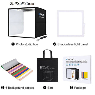 PULUZ 25cm Lightbox Folding Mini Photo Studio Light Box Photography Lighting Shooting Tent Box kits&6 Background papers/12colors