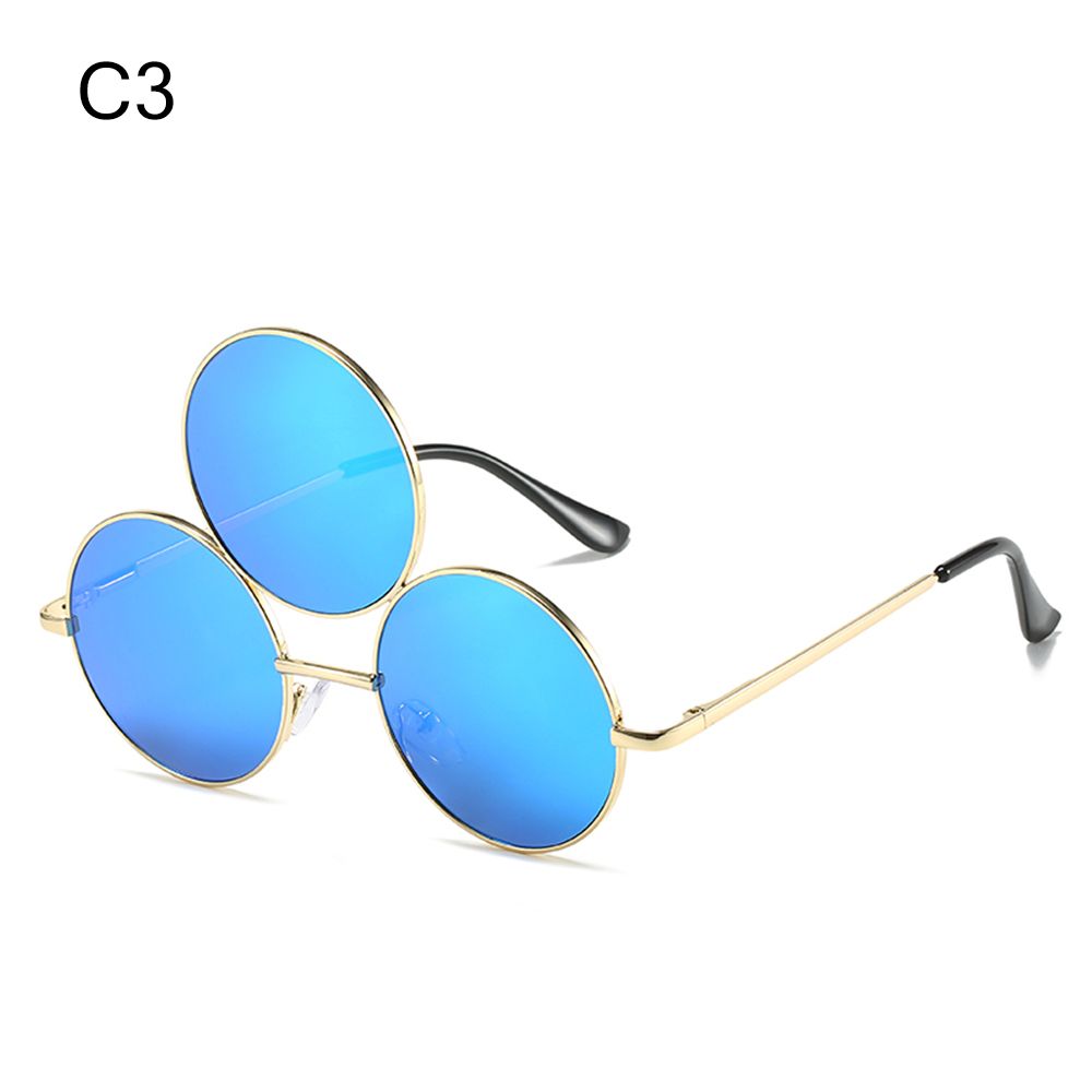 Sunglasses Third Lenses 3 Eyes Round Metal Vintage Sun Glasses For Women Men Fashion Eyewear Shades UV400