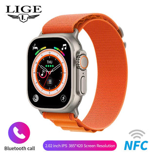 LIGE Bluetooth Call Smart Watch NFC Sports Tiktok Control Voice Assistant Waterproof Smartwatch For Android Apple Call Watch