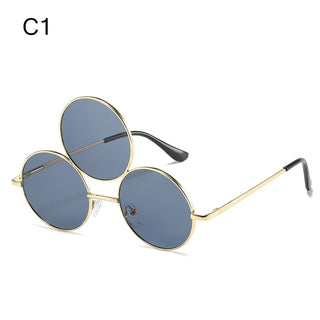 Sunglasses Third Lenses 3 Eyes Round Metal Vintage Sun Glasses For Women Men Fashion Eyewear Shades UV400