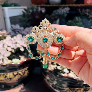 Sunspicems Fashion Bohemia Morocco Crown Brooch For Women Gold Color Crystal Bride Wedding Jewelry Arab Caftan Brooch Pin Bijoux