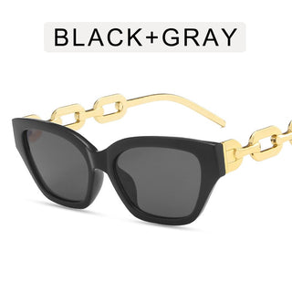 Vintage Cat Eye Sunglasses Women Trend New Fashion Small Metal Chain Sunglasses Elegant Eyeglasses Fashion Black Shades