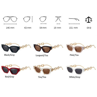 Vintage Cat Eye Sunglasses Women Trend New Fashion Small Metal Chain Sunglasses Elegant Eyeglasses Fashion Black Shades