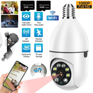 Super Surveillance Camera LED Light Bulb Socket 360° 2.4G WiFi Security Protection 1080P Spotlight Automatic Human Tracking 007