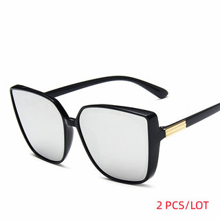 Fashion Plastic Cat Eye Women Oversized Sunglasses Brand Designer Vintage Retro Mirror Sun Glasses For Female UV400 Oculos