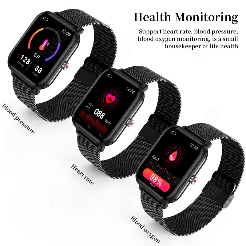 LIGE Smartwatch Men Watches Waterproof  Blood Oxygen Heart Rate Monitor Bluetooth Calls Smart Watch For Women IOS Android