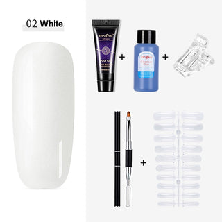 PinPai 5PCS Poly Extension Gel Set Nail Art Polygels Kit Clear White Color Nail UV Gel Tip Form Acrylic Nail Gel Slice Brush Kit