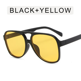 Vintage Oversized Sunglasses Women Retro Brand Big Frame Sun Glasses Female Black Yellow Ins Style Square Glasses Oculos De Sol