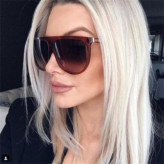 Flat Top Oversized Women Sunglasses Retro Shield Shape Luxy Brand Design Big Frame Shades Square Sun Glasses Women UV400 Eyewear