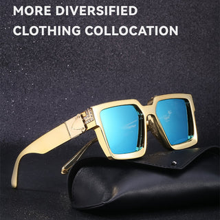 New Diamond Inlaid Fashion Square Large Frame Sunglasses Trend Retro UV Radiation Proof Summer Women's Outdoor Sunglasses