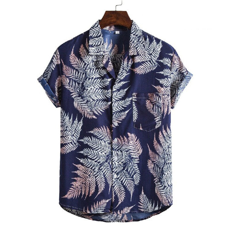 Mens Beach Shirts Camisa Social Masculina 2022 Fashion Brand Floral Shirt Men Slim Fit Short Sleeve Hawaiian Shirt Male Chemise