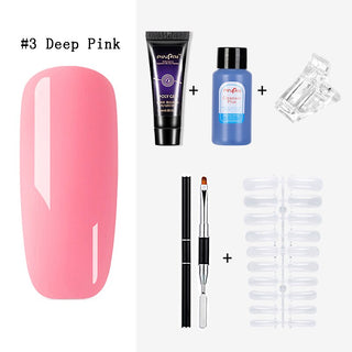 PinPai 5PCS Poly Extension Gel Set Nail Art Polygels Kit Clear White Color Nail UV Gel Tip Form Acrylic Nail Gel Slice Brush Kit